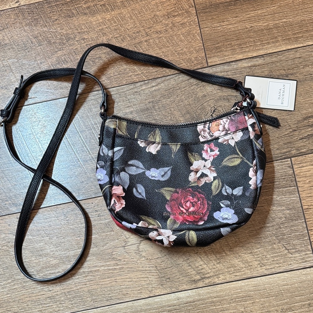 Dana Buchman Black Floral Crossbody Bag new with tags